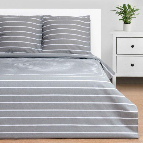 Постельное бельё Этель Евро Gray stripes 200х217см,220х240см,70х70см-2 шт, 100% хлопок,поплин